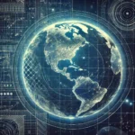 A stunning blueprint-style design of the Earth, symbolizing the intricate structure of our world and the limitless potential for creation and manifestation
