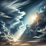 A radiant silver lining breaking through dark storm clouds, symbolizing hope, renewal, and spiritual transformation.