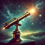 A telescope pointed at a bright, distant object, symbolizing focus, manifestation, and bringing desires into reality.