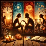 A warm, intimate moment between two people sharing a heartfelt conversation in a cozy, softly lit setting, symbolizing emotional and physical connection.